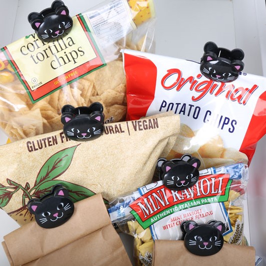 Щипки за съхраняване на храна Black Cat, 6 бр. котки