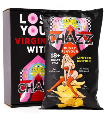 Лимитирана серия картофен чипс Lose your virginity P*ssy подарък с картичка Chazz