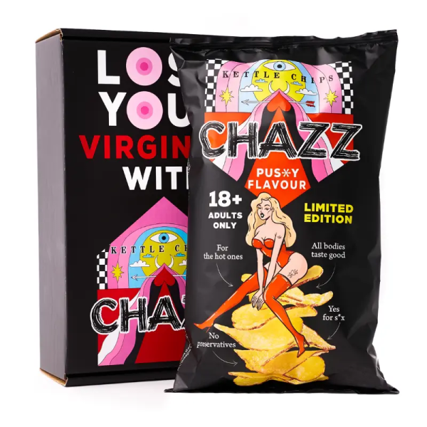 Лимитирана серия картофен чипс Lose your virginity P*ssy подарък с картичка Chazz