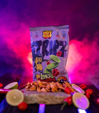 Протеинов тортила чипс с лайм и люти чушки хабанеро ленти Hot Chip Stripz веган, без глутен