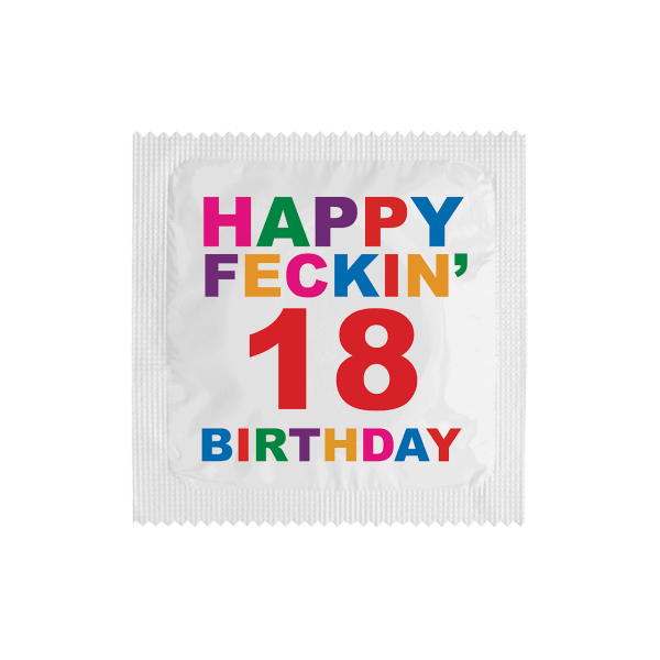 Презерватив с надпис Happy Fecking Birthday 18